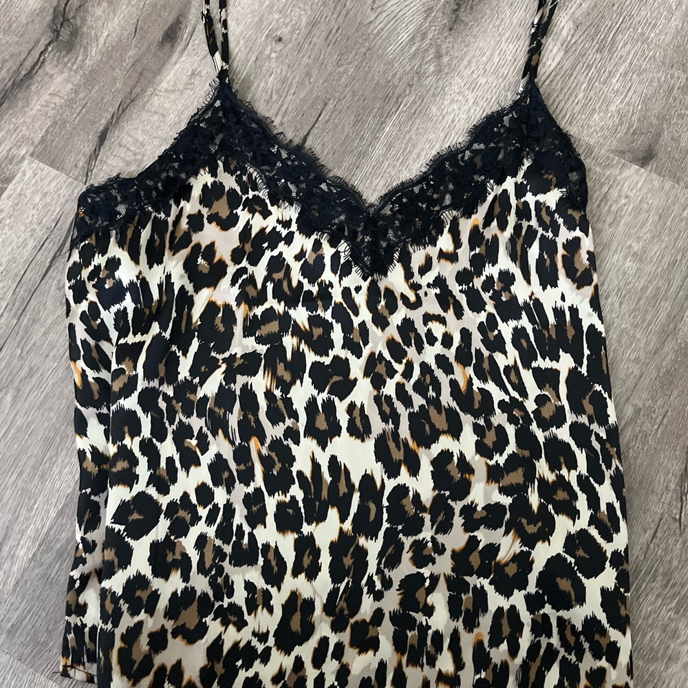 BP Leopard Print Lace Trim Cami large Tank Top